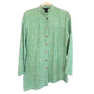 Citron Santa Monica Wave Texture Silk Asymmetrical Jacket Seafoam Green Small